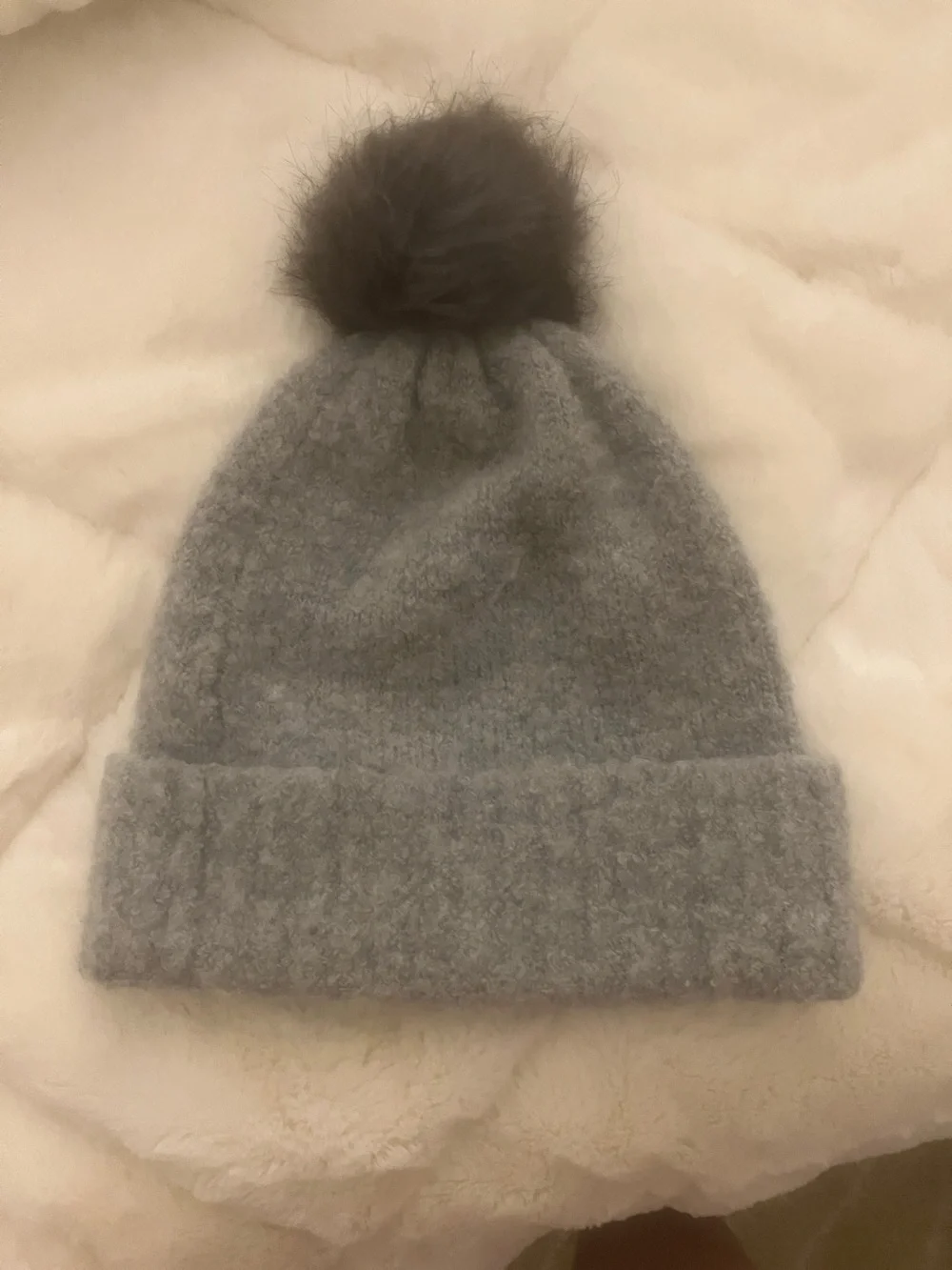 L.L. Bean Gray Knit Pom-Pom Beanie